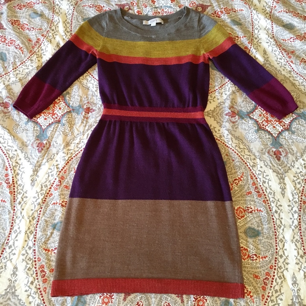 LOFT XS Petite sweater dress - colorblock